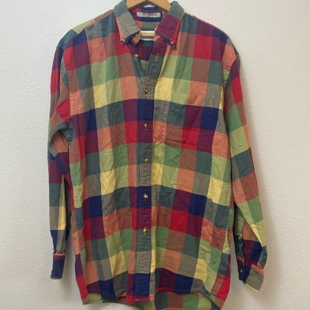 Orvis 100% Cotton Multicolor Plaid Flannel Button Up Long Sleeve Size M